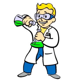 👱 58101267 Vault Boy Fallout scientist, chemistry, fallout, vault-tec, experiment whatsapp sticker