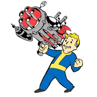 🔫 6764f8f5 Vault Boy Fallout fallout, cartoon, video game, weapon, rocket launcher whatsapp sticker