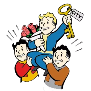 🔑 68fe015e Vault Boy Fallout CITY fallout, video game, key, city, vault boy whatsapp sticker