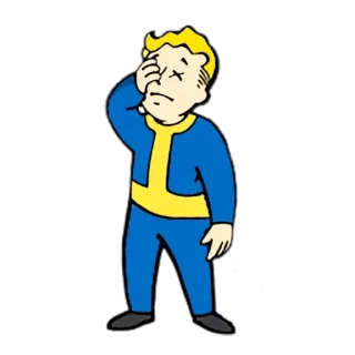 🙈 748a9531 Vault Boy Fallout video game, character, fallout, facepalm, cartoon whatsapp sticker