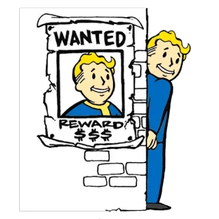😊 782982c5 Vault Boy Fallout WANTED
REWARD
$$$ video game, cartoon, wanted, reward, fallout, vault boy whatsapp sticker