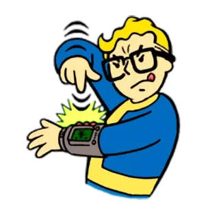 👓 8fa22275 Vault Boy Fallout fallout, vault boy, video game, cartoon whatsapp sticker