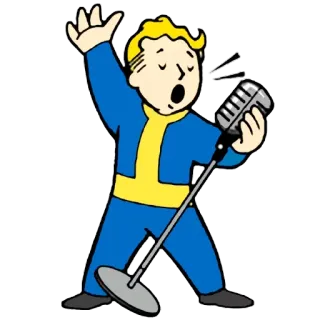 🎤 a1a79e39 Vault Boy Fallout fallout, vault boy, singing, microphone, game whatsapp sticker