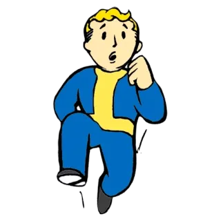 🏃 b99fa388 Vault Boy Fallout cartoon, video game, fallout, vault boy, character whatsapp sticker