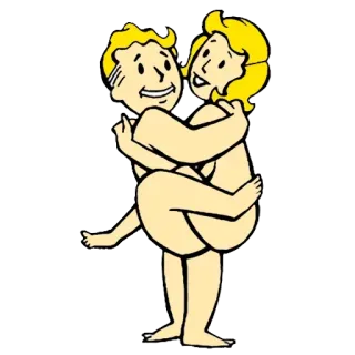 💏 bf44418b Vault Boy Fallout vault boy, fallout, cartoon, couple, naked whatsapp sticker