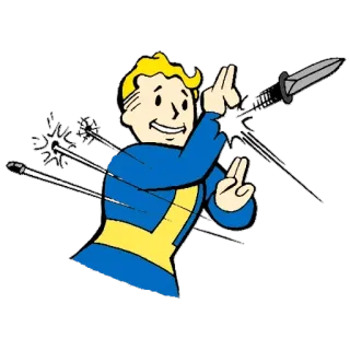 🔪 d51cead8 Vault Boy Fallout video game, cartoon, arrows, weapon, fallout whatsapp sticker