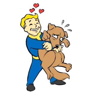 🐶 f0414a2e Vault Boy Fallout Fallout, dog, Vault Boy, hearts, video game whatsapp sticker