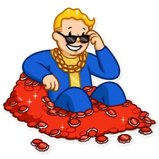 😎 1e306c43 Vault Boy Fallout 电子游戏, 辐射, 财富, 卡通 telegram sticker