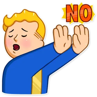 🙌 682bbe27 Vault Boy Fallout NO vault boy, 辐射, 不, 拒绝, 禁止 telegram sticker