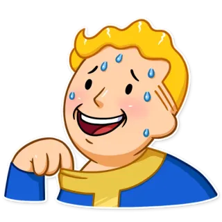 😅 f38d85ca Vault Boy Fallout Vault Boy, 辐射, 流汗, 紧张, 电子游戏 telegram sticker