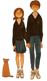 🤑 3452934d casal, de mãos dadas, gato, desenho animado telegram sticker