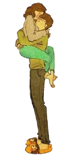 ☹️ 9daf45a4 amor, casal, carinho, abraço, beijo, desenho animado telegram sticker