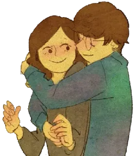 ☹️ a54ae6de casal, amor, abraço, desenho, romance telegram sticker