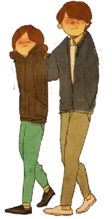 🤑 dffb3389 casal, caminhando, desenho animado, fofo, amor telegram sticker