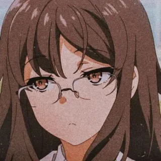 🧐 4ef1a632 애니메이션, 소녀, 안경, 갈색 머리 telegram sticker