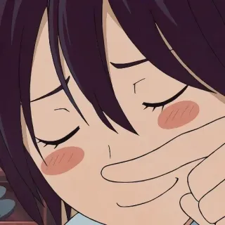 ☺️ 69dd4024 애니메이션, 소녀, 귀여운, 볼빨감, 손가락, 얼굴 telegram sticker