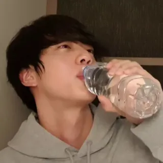🪐 731d5837 person, drinking, water, bottle, k-pop, idol, seokjin, jin telegram sticker