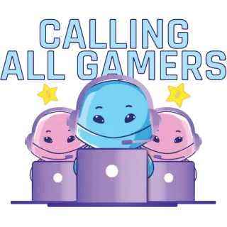 👨‍💻 1e5bee58 CALLING ALL GAMERS 게이머, 게임, 온라인, 헤드셋, 컴퓨터, 팀 telegram sticker