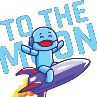 🔥 6e72653e TO THE MOON 달, 로켓, 로봇, 달로, 하늘, 우주, 성공 telegram sticker