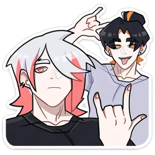 🤟 19dc7f0a การ์ตูน, อนิเมะ, เพื่อน, ตัวละคร, ร็อค, ท่าทาง telegram sticker