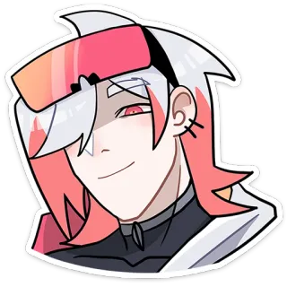 😏 9e1d4dc7 สไตล์อนิเมะ, สติกเกอร์, ตัวละคร, ผมสีแดง, ผมสีขาว telegram sticker