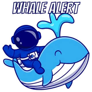 🐳 12370e26 WHALE ALERT кит, астронавт, космос, внимание, синий, мультфильм, крипто, мем telegram sticker