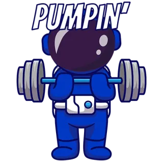 💪 23220897 PUMPIN' космонавт, фитнес, тяжелая атлетика, упражнение, качалка, тренировка, спортзал telegram sticker