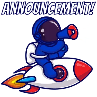 📣 5f16f01e ANNOUNCEMENT! объявление, астронавт, ракета, космос, космос, мегафон telegram sticker