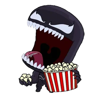 😋 bf8b5fe6 Venom Venom, superhéroe, dibujos animados, palomitas, película, monstruo telegram sticker