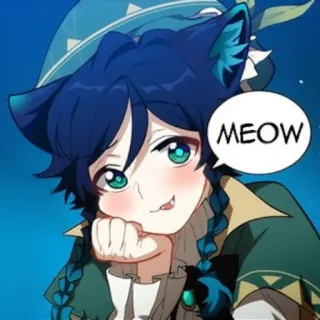 😽 d2760cb4 Venti Genshin Impact MEOW orejas de gato, anime, videojuego, venti, genshin impact, miau whatsapp sticker