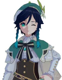 😜 ddcdc1eb Venti Genshin Impact Venti, Genshin Impact, anime, videojuego, personaje, guiño whatsapp sticker