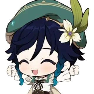 🙌 f9ce9e06 Venti Genshin Impact venti, genshin impact, chibi, anime, videojuego whatsapp sticker