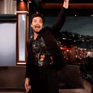 📟 a6f9857b Sebastian Stan aktor, celebryta, mężczyzna, portret, fan, pozdrowienie, podekscytowany telegram sticker