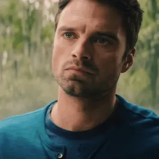 📟 f0fb07ca mężczyzna, portret, niebieska koszula, Sebastian Stan, aktor telegram sticker