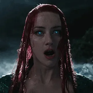 🐬 c496f1f4 Mera Aquaman Mera, Aquaman, DC Comics, Superhéroe, Película, Pelo rojo, Ojos azules telegram sticker