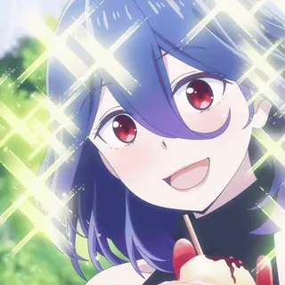 👍 ecc8c179 Аниме, Девушка, Улыбка, Блеск, Напиток telegram sticker