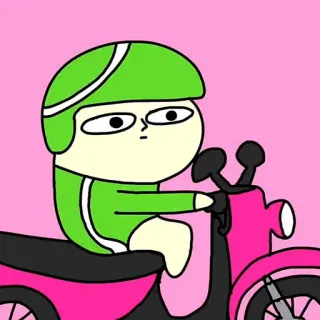 ✨ 74555705 cartoon, character, motorcycle, scooter, helmet, riding, transportation whatsapp sticker
