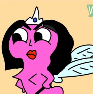 ✨ 8ed6c2c9 cartoon, character, fairy, princess, crown, wings, magenta, cute whatsapp sticker