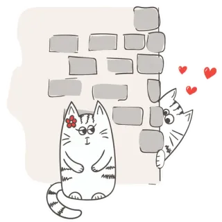 😋 bd141979 고양이, 사랑, 하트, 귀여운, 스티커, 만화, 동물, 벽 telegram sticker