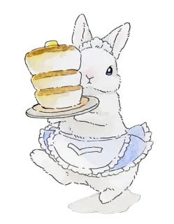 🌟 17430c68 กระต่าย, บันนี่, แพนเค้ก, อาหาร, น่ารัก, สัตว์, ภาพประกอบ whatsapp sticker