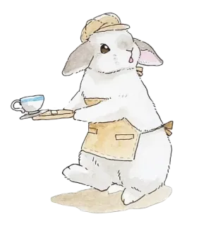 🌟 28f1875b กระต่าย, ชา, น่ารัก, สัตว์, ผ้ากันเปื้อน whatsapp sticker