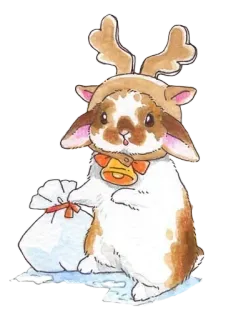 🌟 7ebf1cd7 กระต่าย, บันนี่, สัตว์, กวางเรนเดียร์, คริสต์มาส, วันหยุด, ฤดูหนาว, กระดิ่ง, น่ารัก whatsapp sticker