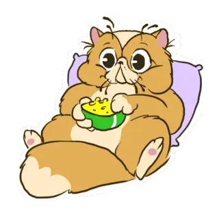 😍 95c6aadb Katze, Cartoon, Tier, süß, Snack, Kissen telegram sticker
