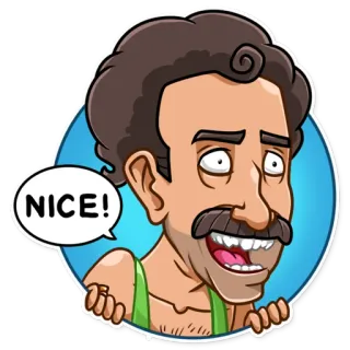 🤤 36b5da75 NICE! kartun, pria, seruan, bahagia whatsapp sticker