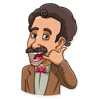 🤙 d2da1318 kartun, pria, menelepon, gestur, vintage, karakter whatsapp sticker