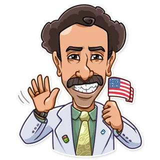 👋 d689cf61 ilmuwan, bendera amerika, jas lab, kartun, orang, melambai whatsapp sticker