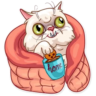 ☕️ c8fa21a5 home gatto, biscotto, casa, accogliente, carino, cartone animato telegram sticker