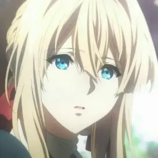 🙁 11755665 Violet Evergarden anime, portret, dziewczyna, blondynka, niebieskie oczy telegram sticker