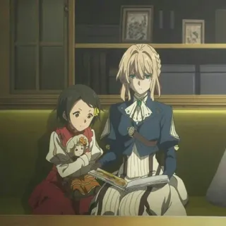 😇 bab655e5 Violet Evergarden anime, postać, dziewczyna, książka telegram sticker