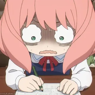 🍥 47e27013 Anya Forger Spy x Family Anime, Postać, Spy x Family, Anya Forger, Uczeń, Zaniepokojona, Znerwicowana telegram sticker